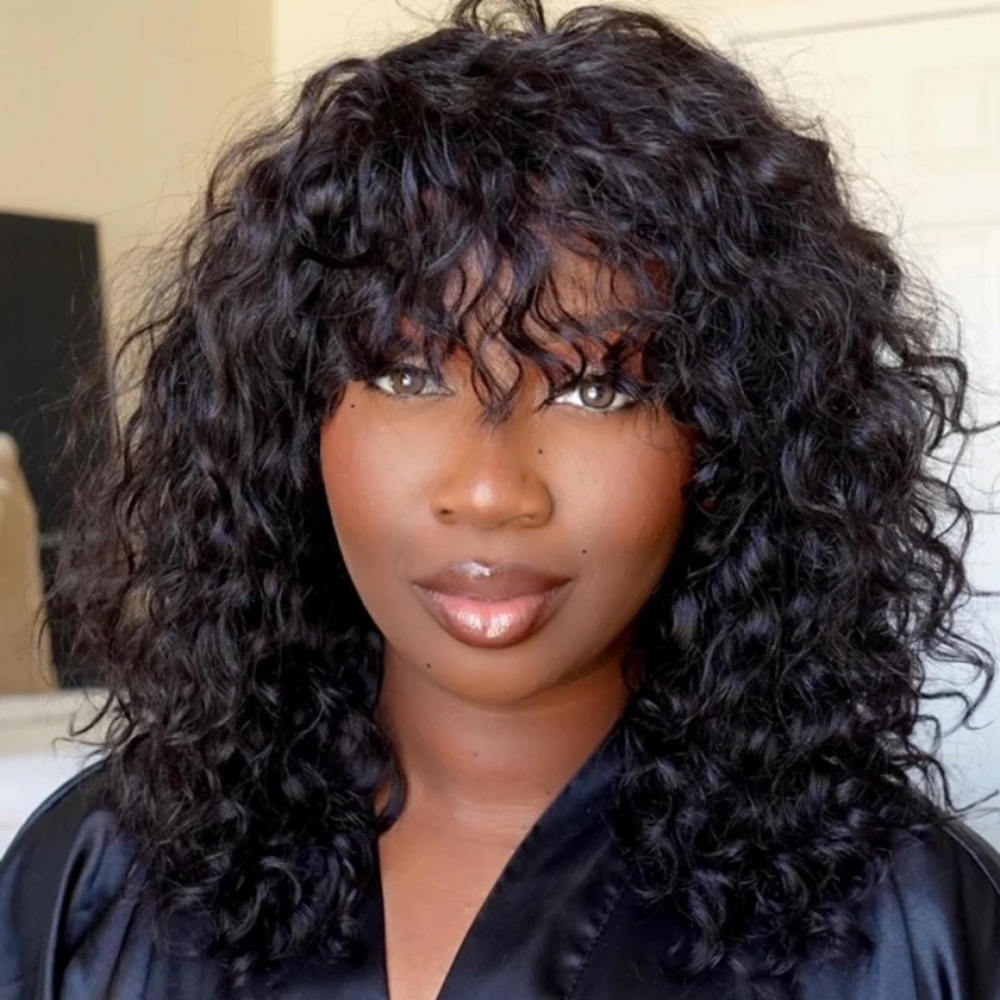 NIB - GORGIUS Brand Boho Curly Bang Wig 14”